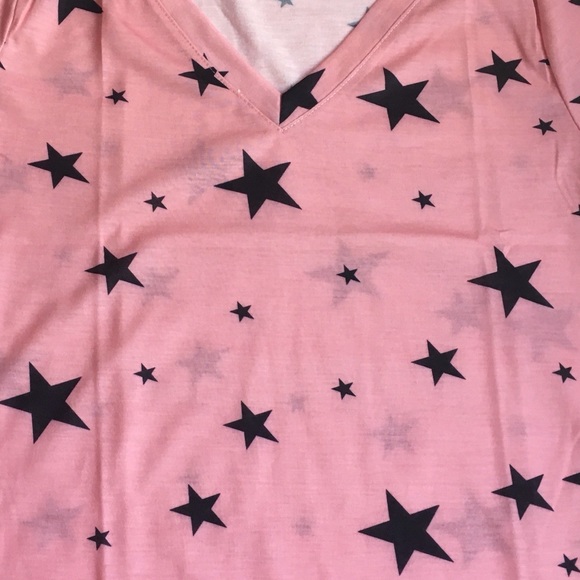 Pink w/black start v-neck t-shirt size S - Picture 3 of 4